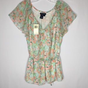 Max Edition Top Short Sleeve Boho Peasant Floral